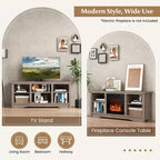 Costway 58 TV Stand Entertainment Center w/ 3-Adjustable Shelves for 65 TV Grey