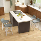 Costway 24 Upholstered Barstools w/ Low Back Footrest & Wood Legs for Kitchen Island