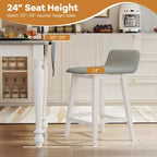 Costway 24 Upholstered Barstools w/ Low Back Footrest & Wood Legs for Kitchen Island