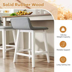 Costway 24 Upholstered Barstools w/ Low Back Footrest & Wood Legs for Kitchen Island