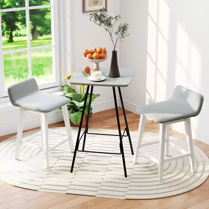 Costway 24 Upholstered Barstools w/ Low Back Footrest & Wood Legs for Kitchen Island