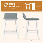 Costway 24 Upholstered Barstools w/ Low Back Footrest & Wood Legs for Kitchen Island