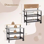 Costway Rolling Bar Cart w/ Flip-up Table Hooks Paper Towel Holder 2 Bistro Stools