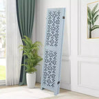 Costway 6-Panel Wooden Room Divider w/ Carved Cutout Pattern & Solid Wood Frame