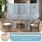 Costway 6-Panel Wooden Room Divider w/ Carved Cutout Pattern & Solid Wood Frame
