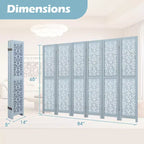 Costway 6-Panel Wooden Room Divider w/ Carved Cutout Pattern & Solid Wood Frame
