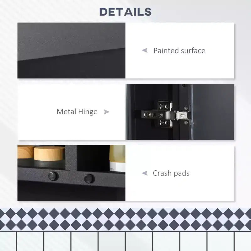 Wall-Mounted Medicine Cabinet, Bathroom Mirror Cabinet with Double Doors and Storage Shelves