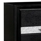 Royal Hampton Nightstand with Silver Trim Accent and 1 Jewelry Drawer, Black