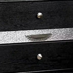Royal Hampton Nightstand with Silver Trim Accent and 1 Jewelry Drawer, Black