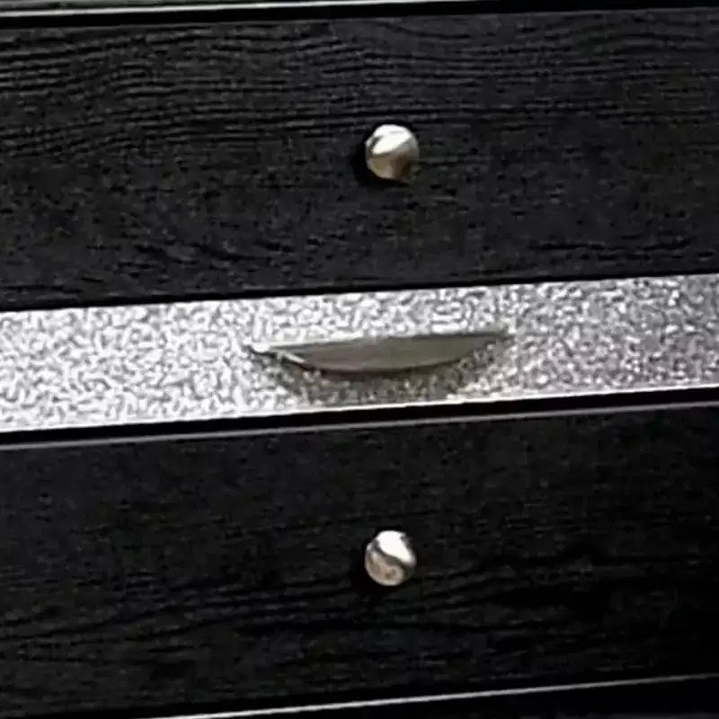 Royal Hampton Nightstand with Silver Trim Accent and 1 Jewelry Drawer, Black