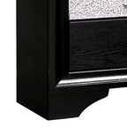 Royal Hampton Nightstand with Silver Trim Accent and 1 Jewelry Drawer, Black