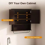 Wall Mounted Bathroom Cabinet Over Toilet with Towel Rack and Adjustable Shelf Large Brown Storage Cabinet 22x25 Inch