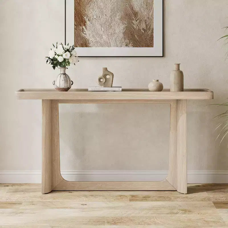 Console Table with Tray-Top Design — Distressed Black Finish