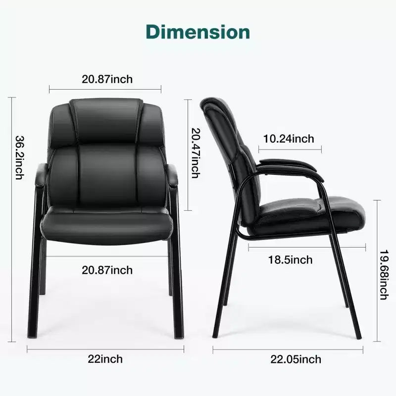 TUYOHW Reception Chair No Wheels,Classic PU Leather Guest Chair with Metal Legs,Sturdy Office Chair 250LB Capacity