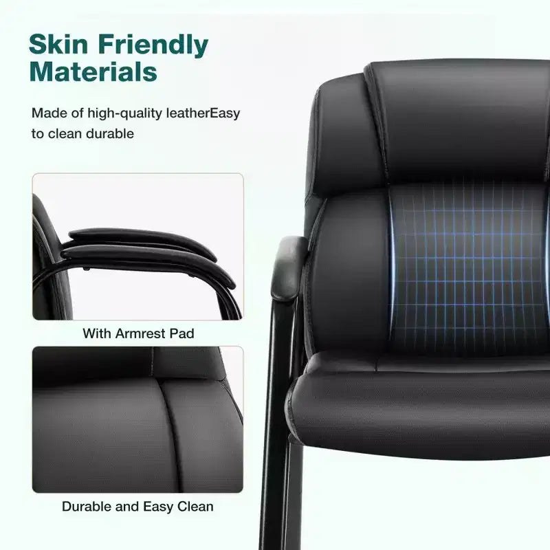 TUYOHW Reception Chair No Wheels,Classic PU Leather Guest Chair with Metal Legs,Sturdy Office Chair 250LB Capacity
