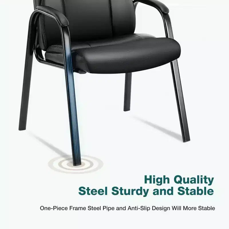 TUYOHW Reception Chair No Wheels,Classic PU Leather Guest Chair with Metal Legs,Sturdy Office Chair 250LB Capacity