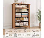 5 Drawer Dresser for Bedroom, Brown 5 Chest of Drawers Nightstand with Elegant V Shape Design, Wooden Dresser Organizer for Living Room, Nursery