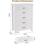 5 Drawer Dresser for Bedroom, Brown 5 Chest of Drawers Nightstand with Elegant V Shape Design, Wooden Dresser Organizer for Living Room, Nursery