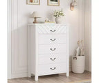 5 Drawer Dresser for Bedroom, Brown 5 Chest of Drawers Nightstand with Elegant V Shape Design, Wooden Dresser Organizer for Living Room, Nursery