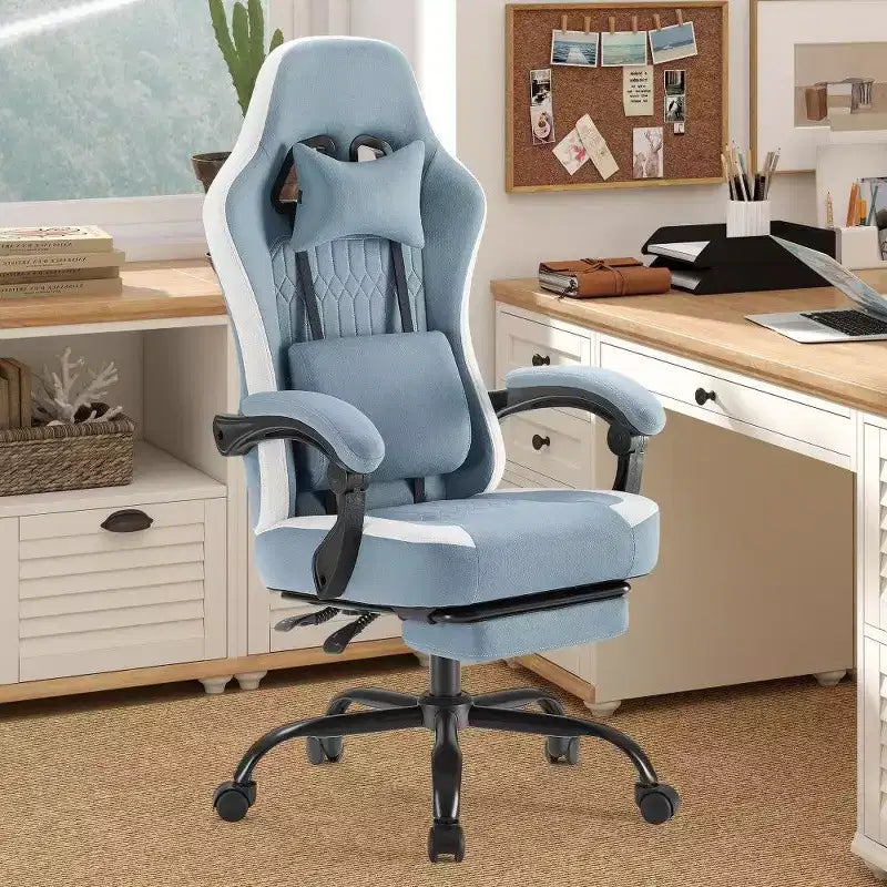 Ergonomic Office Chair with Pocket Spring Seat, 300LB Capacity Gaming Chair with Adjustable Lumbar Pillow & Footrest