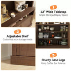 Coffee Bar Cabinet with LED Lights 72 in Tall Buffet Cabinet with Storage