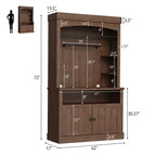 Coffee Bar Cabinet with LED Lights 72 in Tall Buffet Cabinet with Storage
