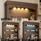Coffee Bar Cabinet with LED Lights 72 in Tall Buffet Cabinet with Storage