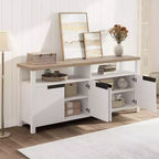 Farmhouse TV Stand for 70 In TV,63 Inch Long Entertainment Center with Storage and Open Shelf,Large Television Stand, Modern Tall Media Console Table