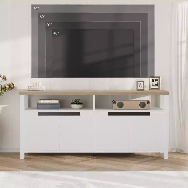 Farmhouse TV Stand for 70 In TV,63 Inch Long Entertainment Center with Storage and Open Shelf,Large Television Stand, Modern Tall Media Console Table