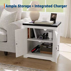 Rustic 24-Inch Charging End Table with USB, Type-c Ports & Outlets  Farmhouse Nightstand Featuring Adjustable Shelf for Bedroom, Living Room