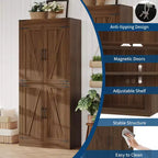 71 Tall Kitchen Pantry Cabinet, Freestanding Cupboard Storage Cabinet with Adjustable Shelves, Wooden Coffee Bar Cabinet for Living Room Kitchen