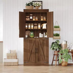 71 Tall Kitchen Pantry Cabinet, Freestanding Cupboard Storage Cabinet with Adjustable Shelves, Wooden Coffee Bar Cabinet for Living Room Kitchen