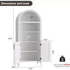 Arched Bookcase with Doors - 5 Tier Open Display Shelf with Rattan Decor, Modern Bookshelf Storage Cabinet for Home Office Living Room Library