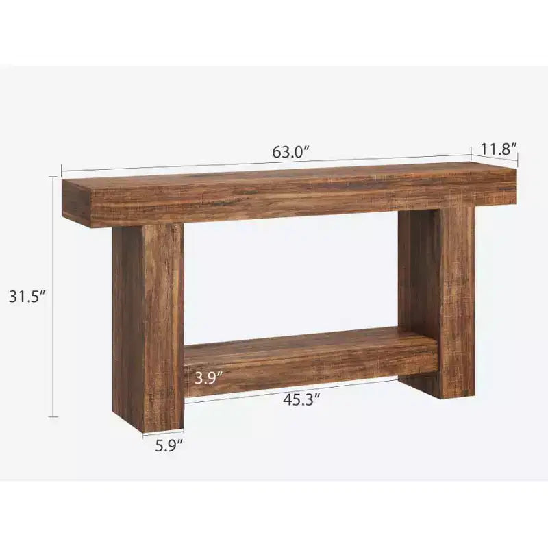 2-Tier Long Console Table Sofa Table, Farmhouse Entryway Accent Table Behind Couch for Entrance, Hallway, Living Room