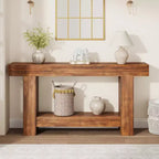 2-Tier Long Console Table Sofa Table, Farmhouse Entryway Accent Table Behind Couch for Entrance, Hallway, Living Room