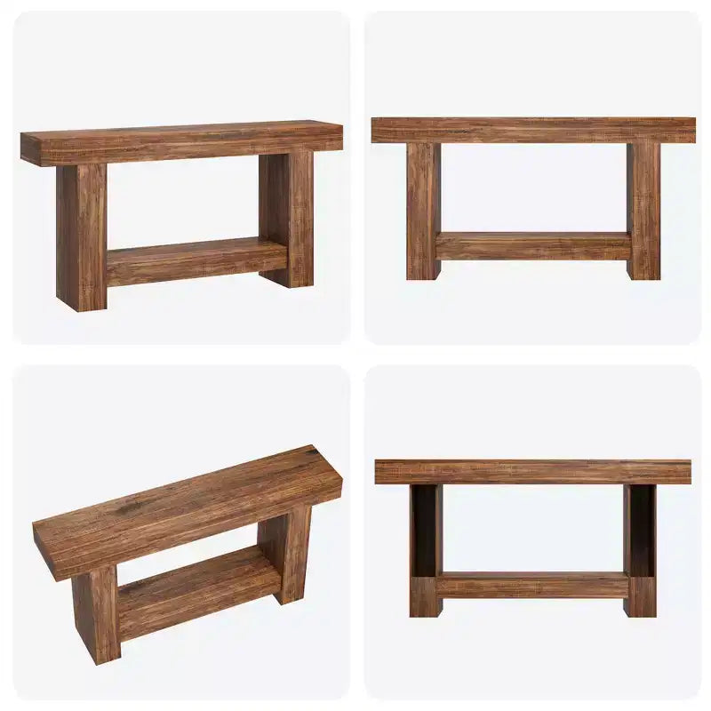 2-Tier Long Console Table Sofa Table, Farmhouse Entryway Accent Table Behind Couch for Entrance, Hallway, Living Room