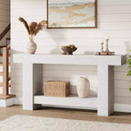 2-Tier Long Console Table Sofa Table, Farmhouse Entryway Accent Table Behind Couch for Entrance, Hallway, Living Room