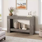 2-Tier Long Console Table Sofa Table, Farmhouse Entryway Accent Table Behind Couch for Entrance, Hallway, Living Room