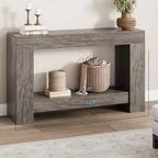 2-Tier Long Console Table Sofa Table, Farmhouse Entryway Accent Table Behind Couch for Entrance, Hallway, Living Room