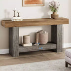 2-Tier Long Console Table Sofa Table, Farmhouse Entryway Accent Table Behind Couch for Entrance, Hallway, Living Room