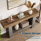 2-Tier Long Console Table Sofa Table, Farmhouse Entryway Accent Table Behind Couch for Entrance, Hallway, Living Room