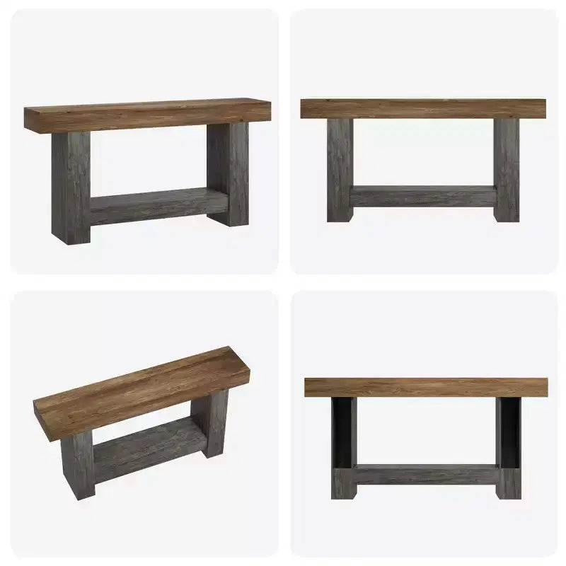 2-Tier Long Console Table Sofa Table, Farmhouse Entryway Accent Table Behind Couch for Entrance, Hallway, Living Room