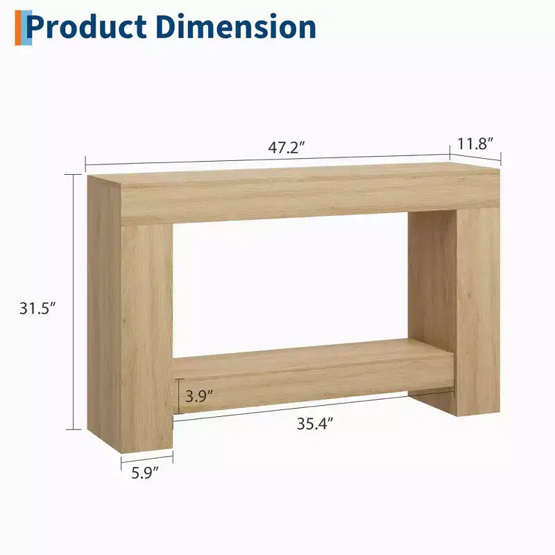 2-Tier Long Console Table Sofa Table, Farmhouse Entryway Accent Table Behind Couch for Entrance, Hallway, Living Room