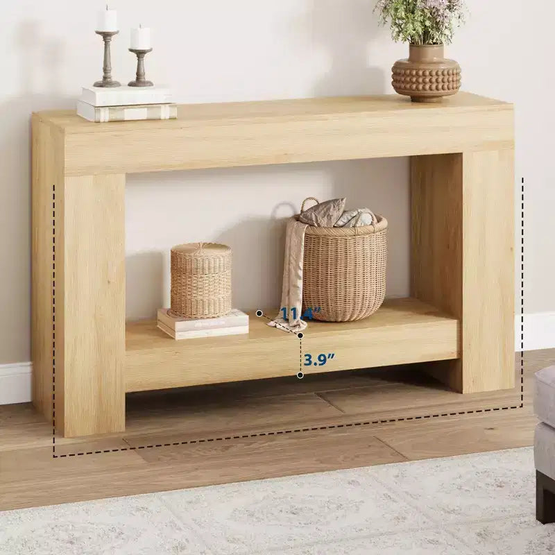 2-Tier Long Console Table Sofa Table, Farmhouse Entryway Accent Table Behind Couch for Entrance, Hallway, Living Room