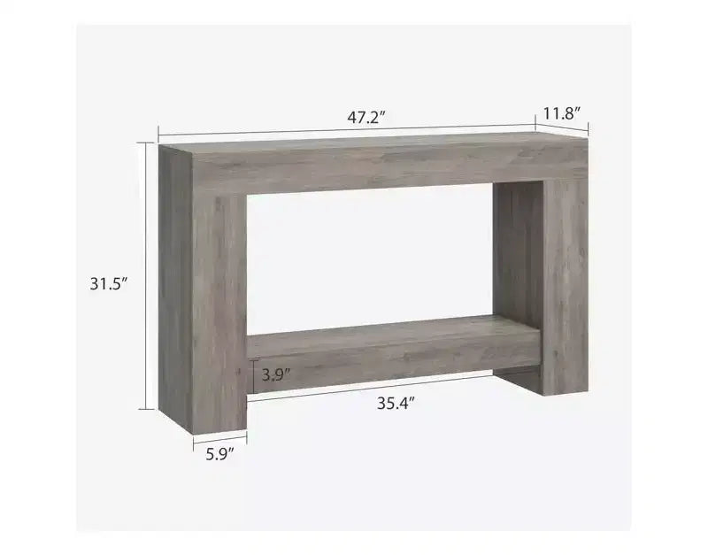 2-Tier Long Console Table Sofa Table, Farmhouse Entryway Accent Table Behind Couch for Entrance, Hallway, Living Room