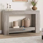 2-Tier Long Console Table Sofa Table, Farmhouse Entryway Accent Table Behind Couch for Entrance, Hallway, Living Room