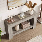 2-Tier Long Console Table Sofa Table, Farmhouse Entryway Accent Table Behind Couch for Entrance, Hallway, Living Room