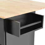Kitchen Cart with Wood Top and Drop Leaf Breakfast Bar, Rolling Mobile Kitchen Island with Storage and Towel Rack