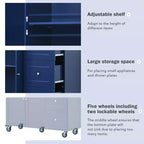 Kitchen Cart with Wood Top and Drop Leaf Breakfast Bar, Rolling Mobile Kitchen Island with Storage and Towel Rack