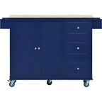Kitchen Cart with Wood Top and Drop Leaf Breakfast Bar, Rolling Mobile Kitchen Island with Storage and Towel Rack